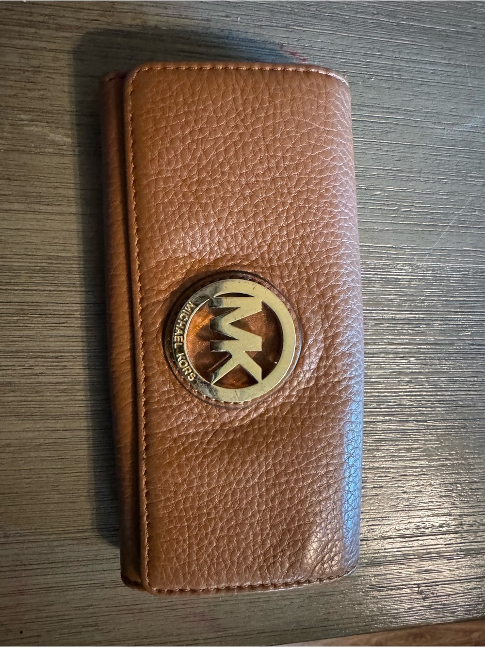 Michael Kors Brown Leather Wallet with Signature MK Logo